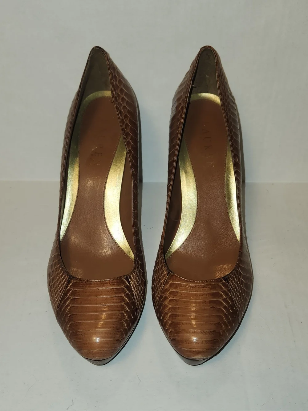 Ralph Lauren Kailee Snake Skin Snakeskin High Heels Pumps Stilletos Size 8 EUC